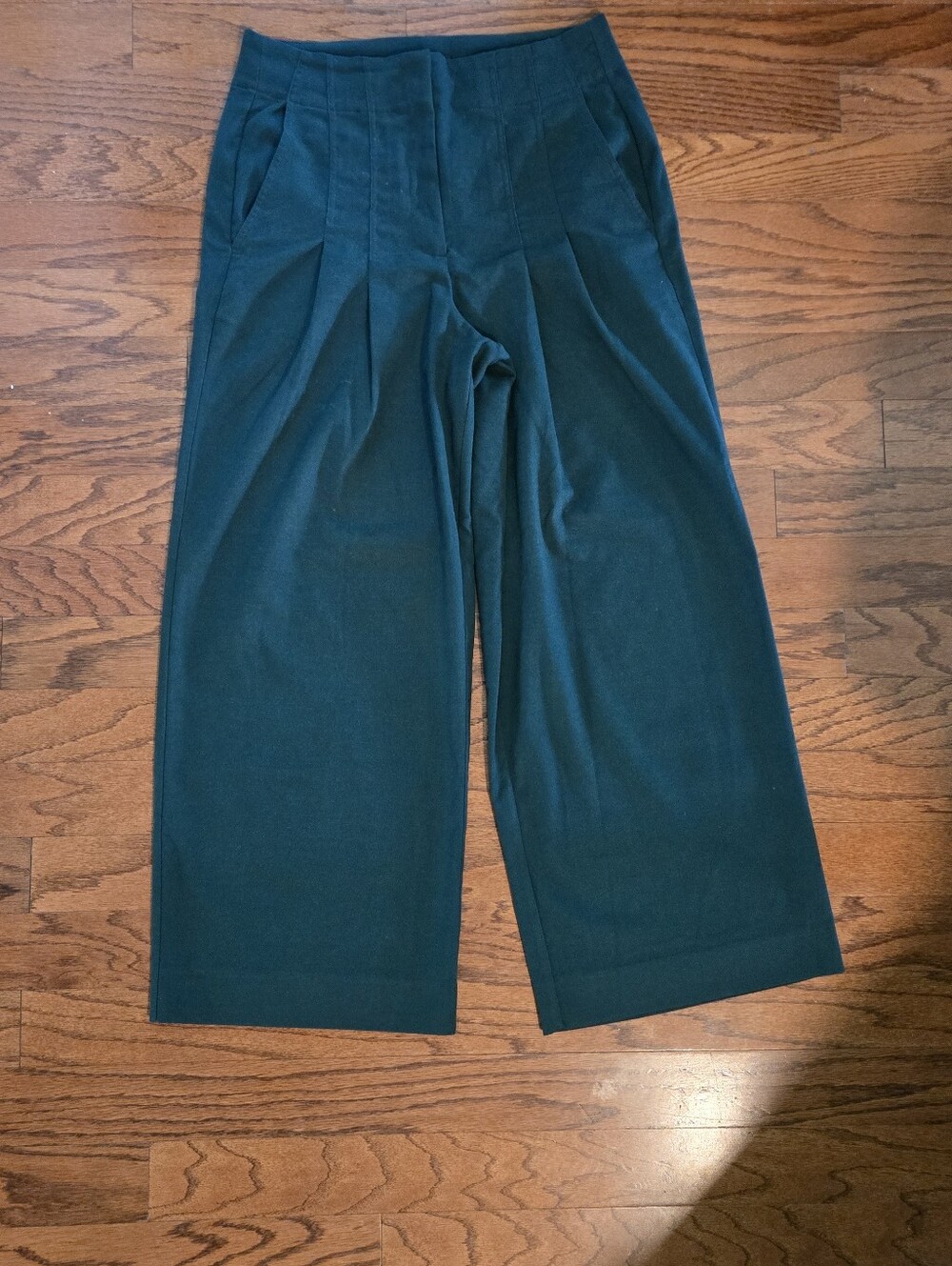 Banana Republic Wide-Leg Pleated Pants in Dark Green